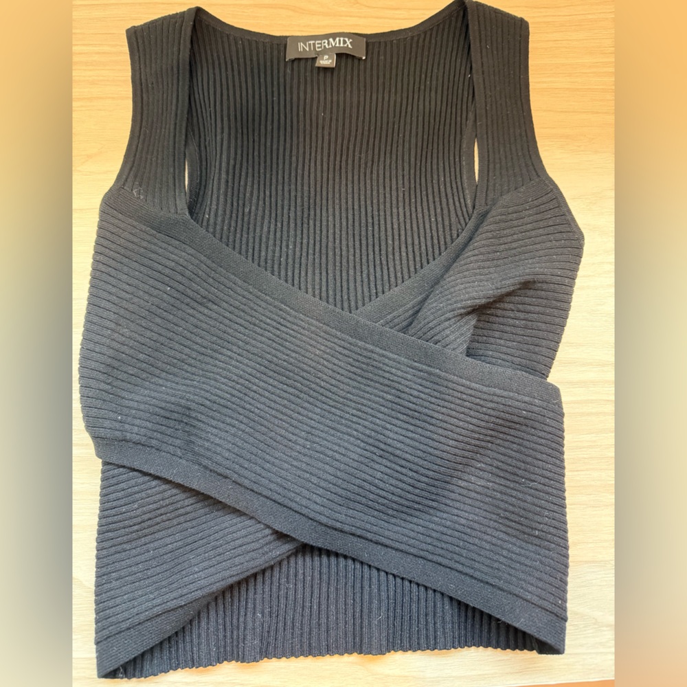 Intermix cropped wrap top
